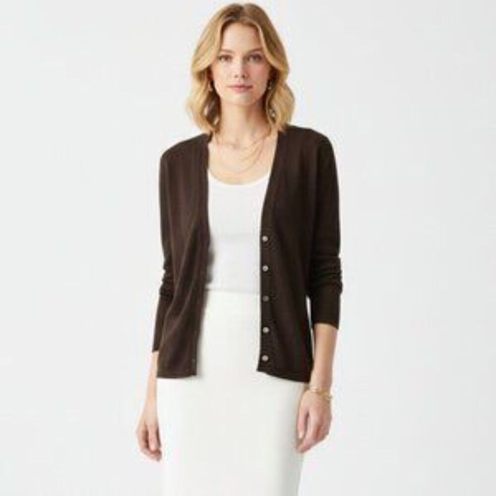 Neiman Marcus 100% Cashmere Long Sleeve Button Up Cardigan Sweater M
